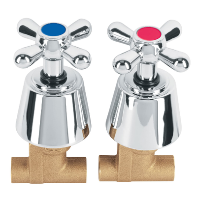 Juego 2 llaves de empotrar, soldable tipo cruceta, Aqua
