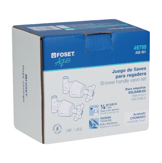 Juego 2 llaves de empotrar, soldable tipo cruceta, Aqua