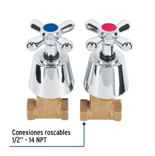 Juego 2 llaves de empotrar, roscables tipo cruceta, Aqua