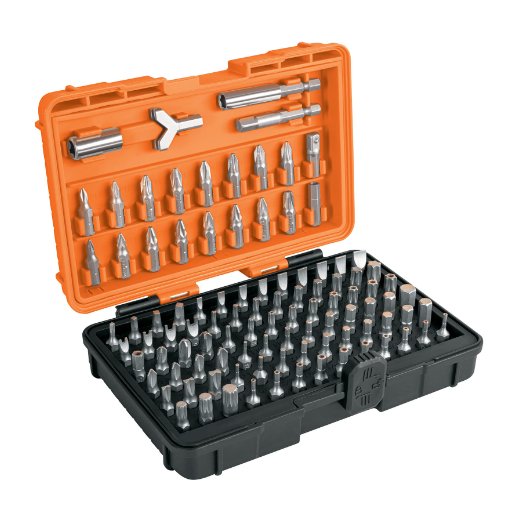 Juego 100 piezas, puntas de desarmador 1", con estuche