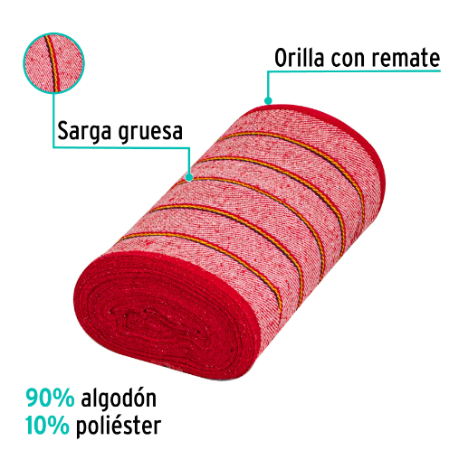 Jerga en rollo, 25 m, roja