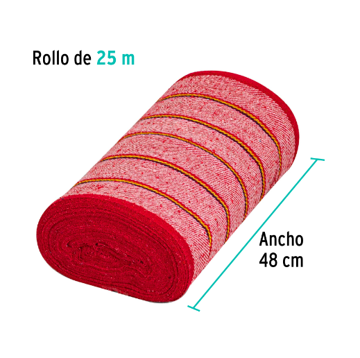 Jerga en rollo, 25 m, roja