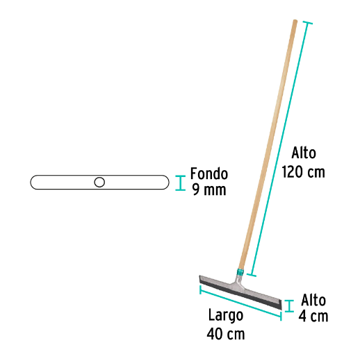 Jalador con base de acero, goma de hule, 40 cm
