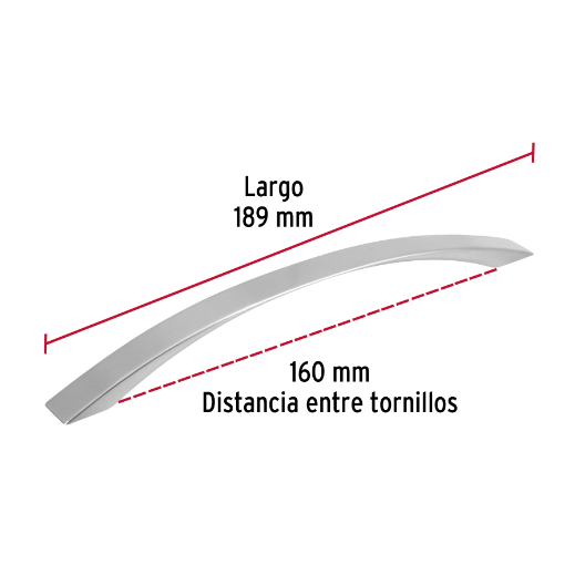 Jaladera, niquel satinado, estilo Moderno, 160 mm