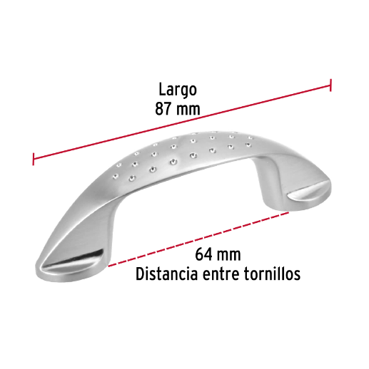 Jaladera, níquel satinado, estilo Elipse, 64 mm
