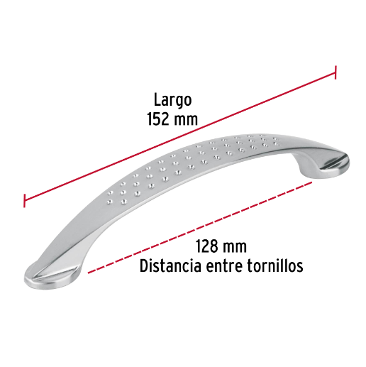Jaladera, níquel satinado, estilo Elipse, 128 mm