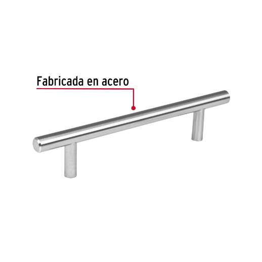 Jaladera, niquel satinado, estilo Cilindro, 128 mm