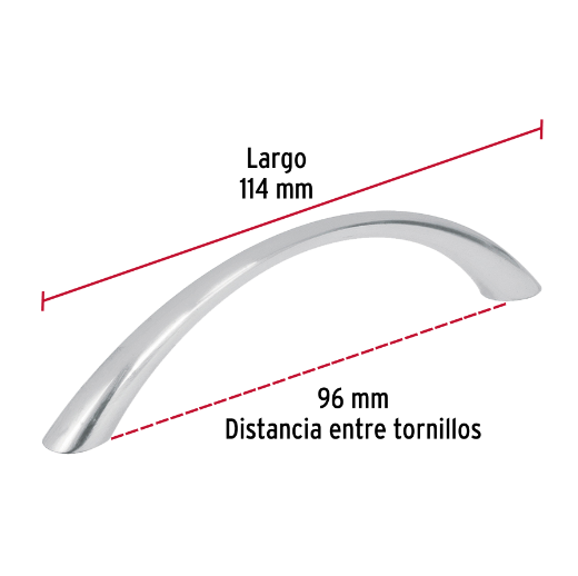 Jaladera, niquel satinado, estilo Arco