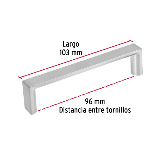 Jaladera, niquel satinado, estilo Andamio, 96 mm