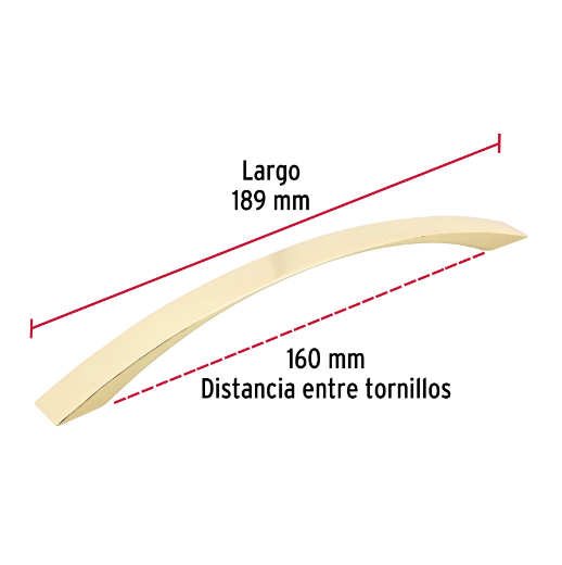 Jaladera, latón brillante, estilo Moderno, 160 mm