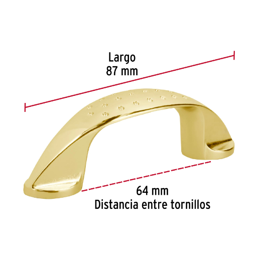 Jaladera, latón brillante, estilo Elipse, 64 mm