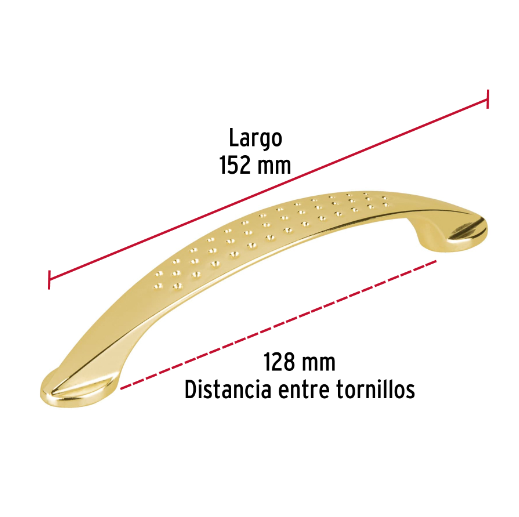 Jaladera, latón brillante, estilo Elipse, 128 mm