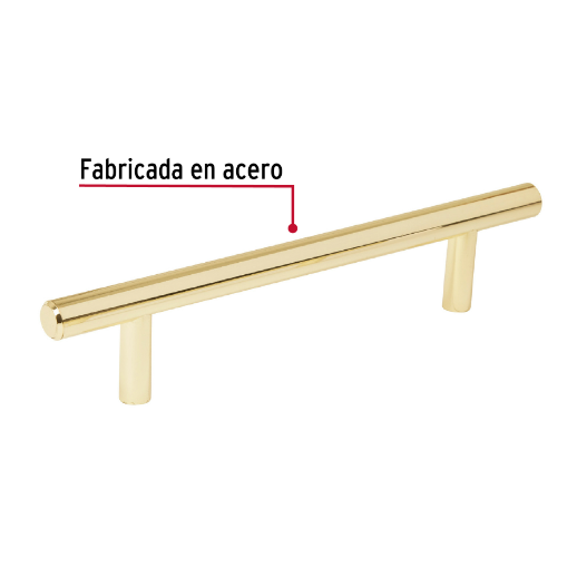 Jaladera, latón brillante, estilo Cilindro, 128 mm