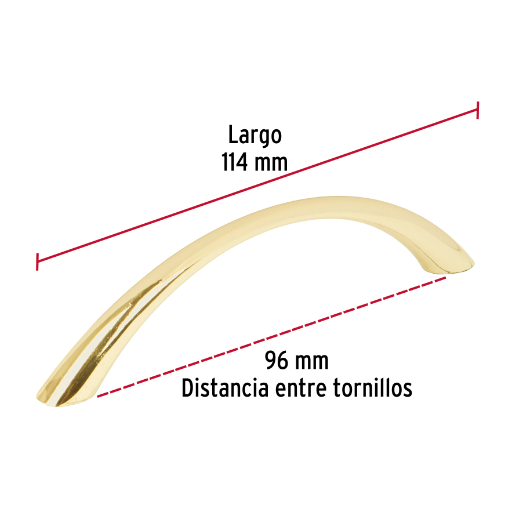Jaladera, latón brillante, estilo Arco