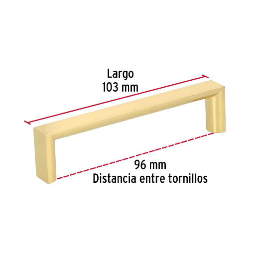 Jaladera, latón brillante, estilo Andamio, 96 mm