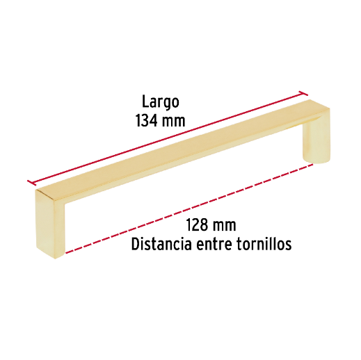 Jaladera, latón brillante, estilo Andamio, 128 mm