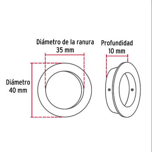 Jaladera de embutir cromada tipo dedal #3