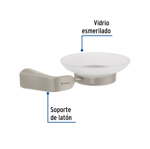 Jabonera con plato de vidrio, satinado, línea Riviera