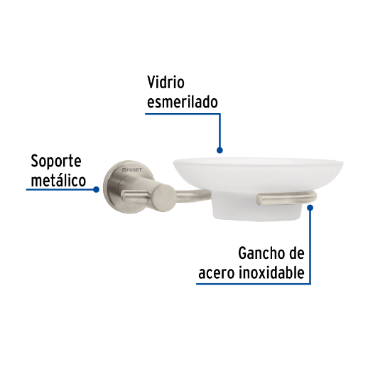 Jabonera con plato de vidrio, satinado, línea Element