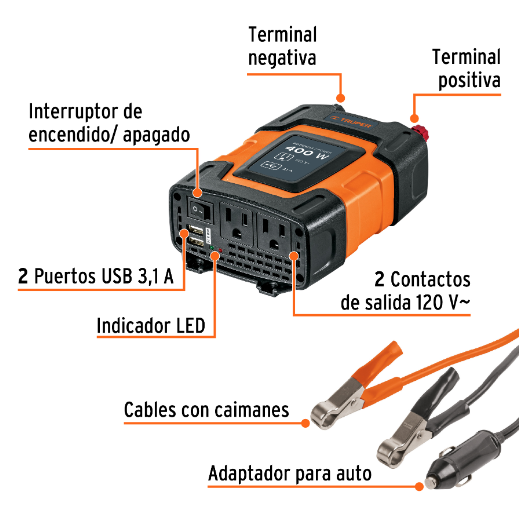 Inversor de corriente 400 W