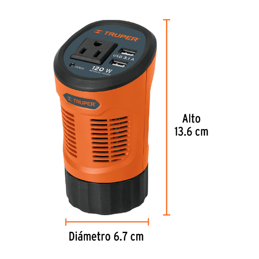 Inversor de corriente 120 W, tipo vaso