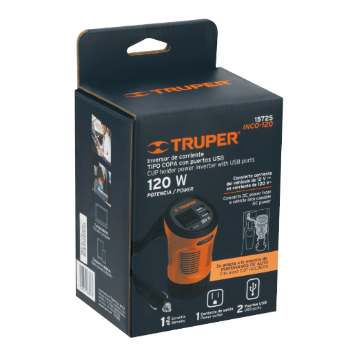 Inversor de corriente 120 W, tipo vaso