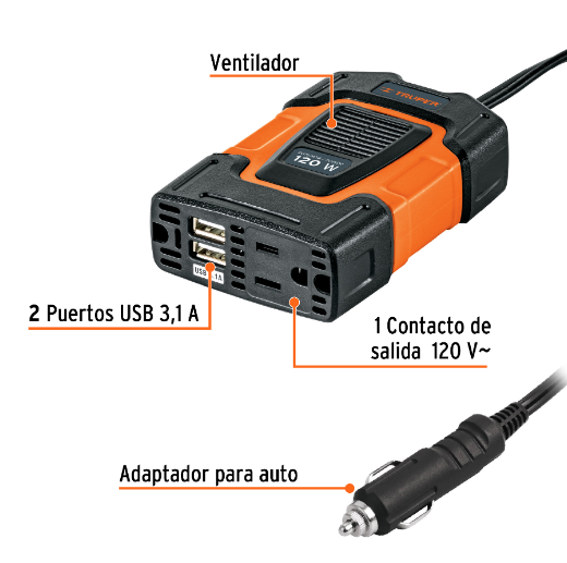 Inversor de corriente 120 W