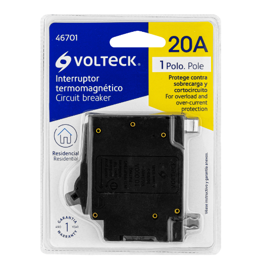 Interruptor termomagnético 1 polo 20 A, Volteck