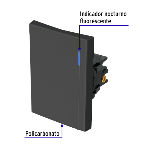 Interruptor sencillo 3 módulos, línea Española, color negro