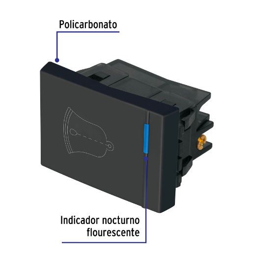 Interruptor para timbre, 1.5 módulos, línea Española, negro