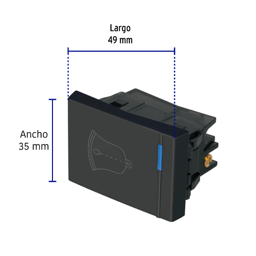 Interruptor para timbre, 1.5 módulos, línea Española, negro