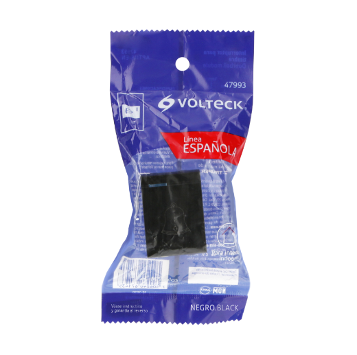 Interruptor para timbre, 1.5 módulos, línea Española, negro