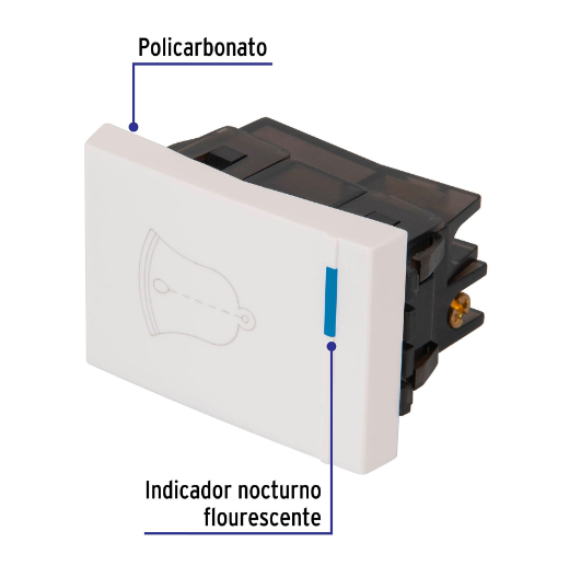 Interruptor para timbre, 1.5 módulos, línea Española, blanco