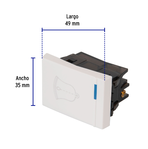 Interruptor para timbre, 1.5 módulos, línea Española, blanco