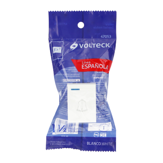 Interruptor para timbre, 1.5 módulos, línea Española, blanco