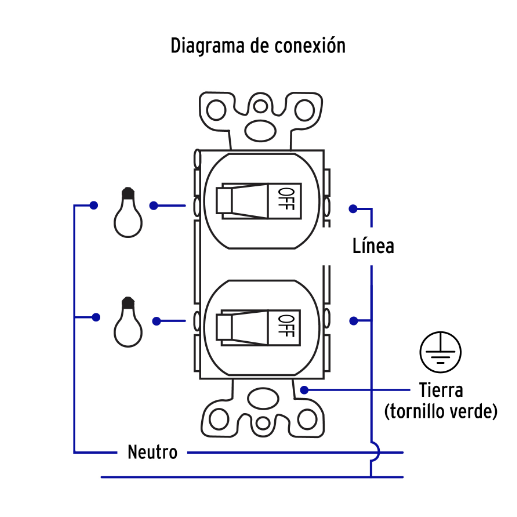 Interruptor dúplex de palanca, Standard, blanco, Volteck