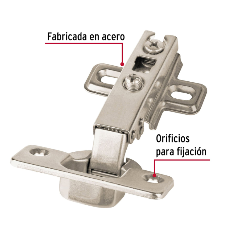 Bisagras bidimensional, 110°, cobertura completa,bolsa 2pzas