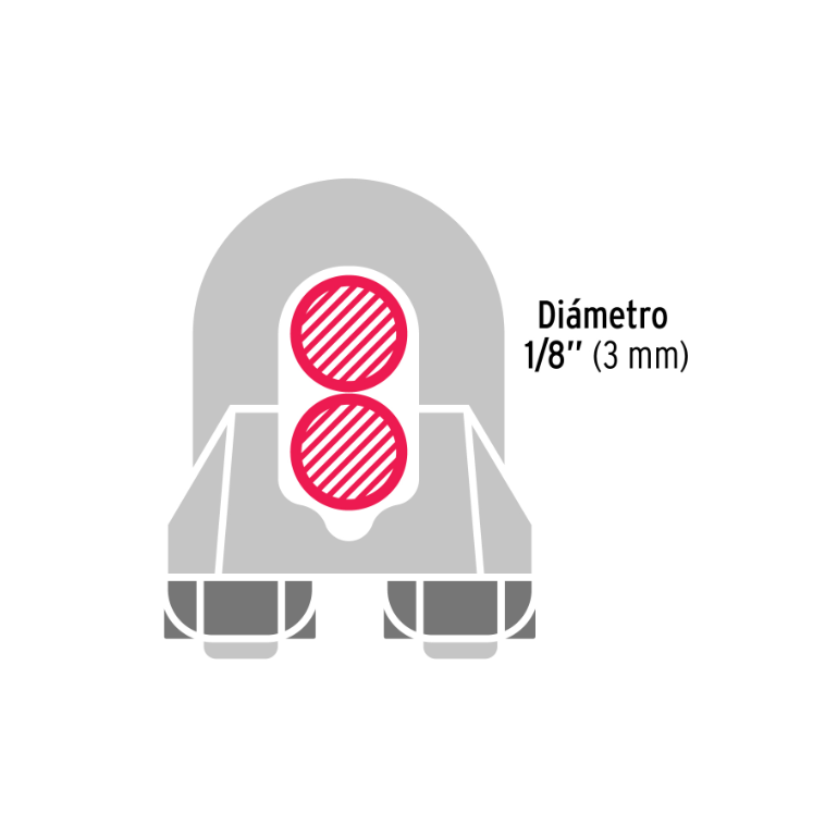 Bolsa con 100 nudos (perros) de hierro para cable de 1/8'