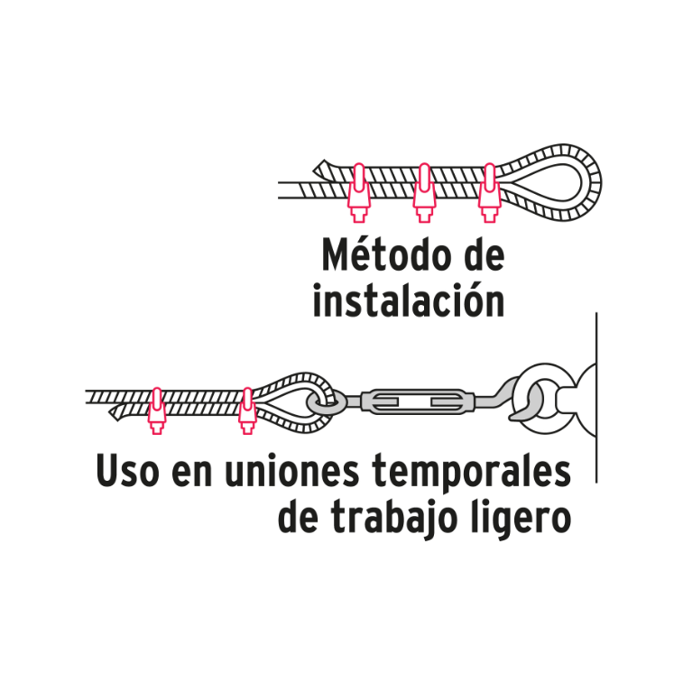 Bolsa con 100 nudos (perros) de hierro para cable de 1/8'