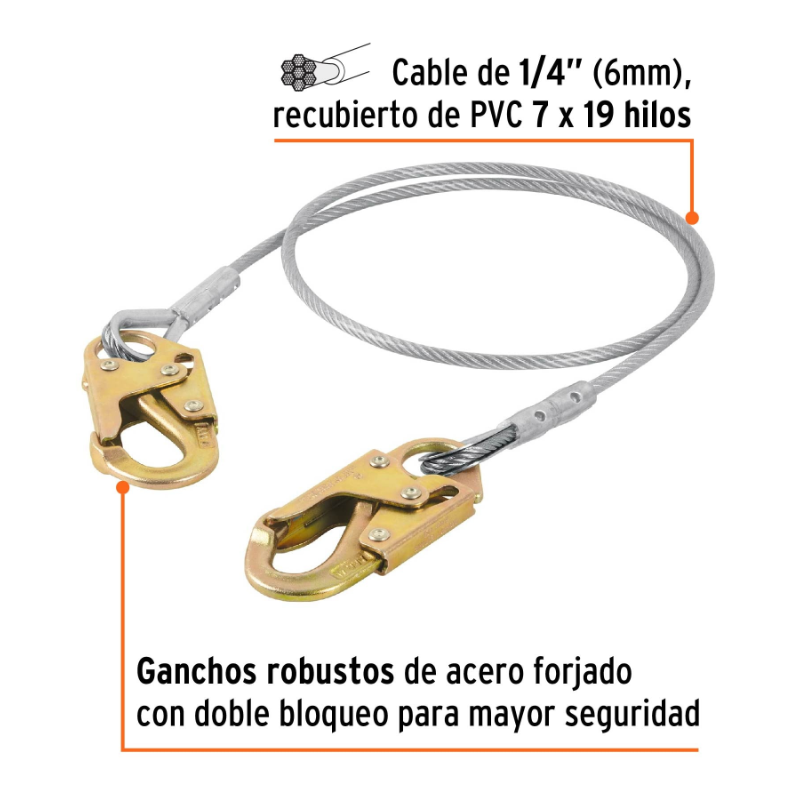 Cable de posicionamiento de acero 1.8 m, ANSI