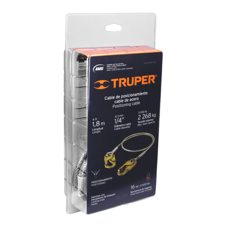Cable de posicionamiento de acero 1.8 m, ANSI
