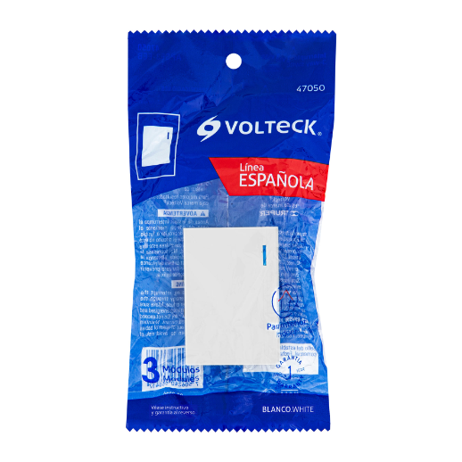 Interruptor de 3 vías, 3 módulos, línea Española, blanco
