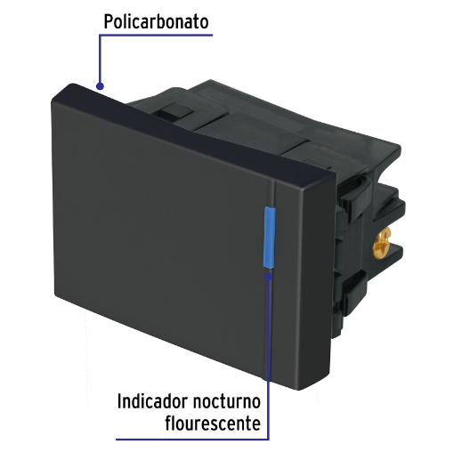 Interruptor de 3 vías, 1.5 módulos, línea Española, negro
