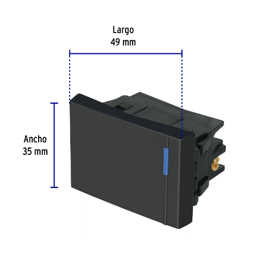 Interruptor de 3 vías, 1.5 módulos, línea Española, negro