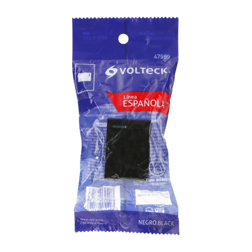 Interruptor de 3 vías, 1.5 módulos, línea Española, negro