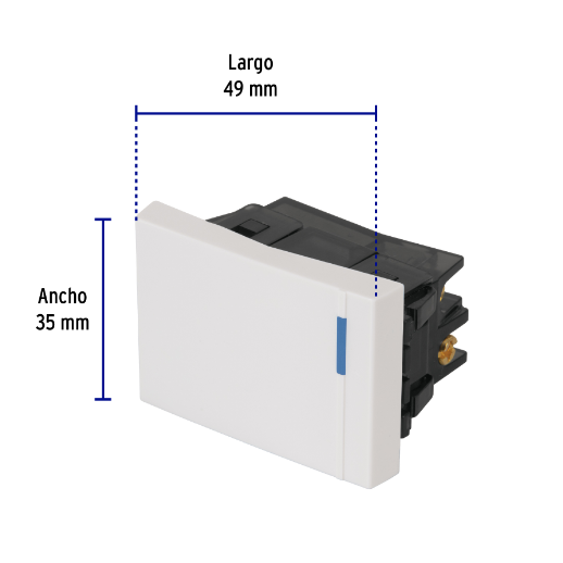 Interruptor de 3 vías, 1.5 módulos, línea Española, blanco
