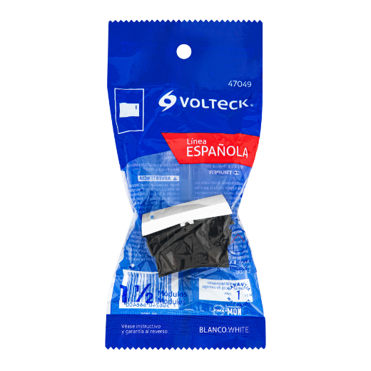 Interruptor de 3 vías, 1.5 módulos, línea Española, blanco