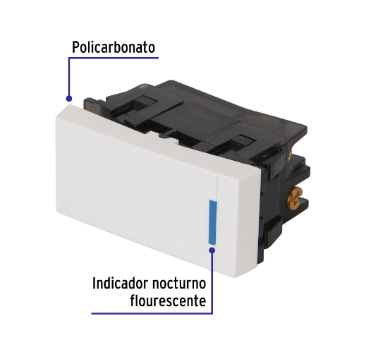 Interruptor de 3 vías, 1 módulo, línea Española,color blanco