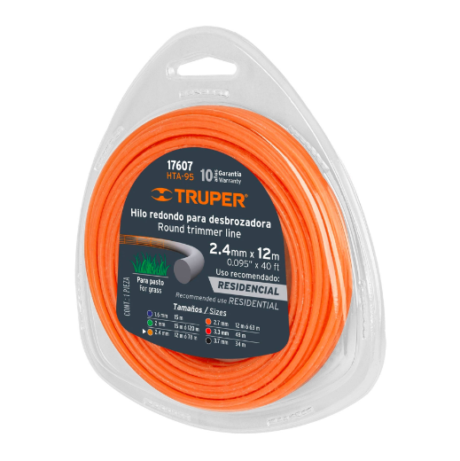 Hilo redondo para desbrozadora, 12 m largo, 2.4 mm, blister
