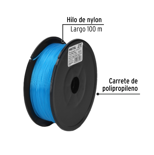 Hilo para pesca, rollo 100m, calibre 1.00mm, azul